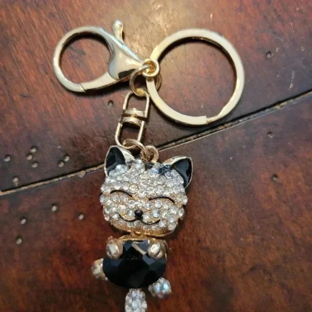 Red, Black, or Blue Crystal Cat Keychain. Your Choice - Picture 12 of 12